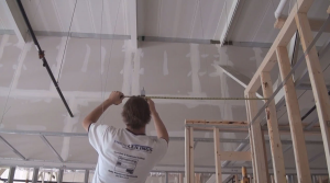Building a drywall suspended ceiling grid system